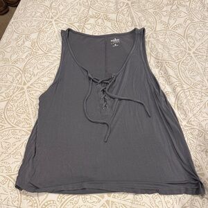 Soho Jeans Charcoal Lace-Up Tank Top XL